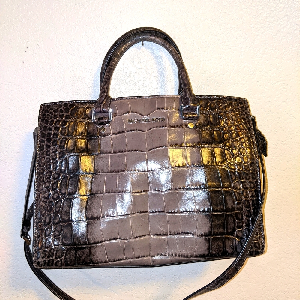 Michael Kors Gray Snakeskin Satchel